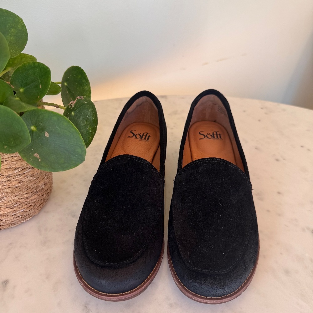 Sofft Napoli Black Suede Loafers